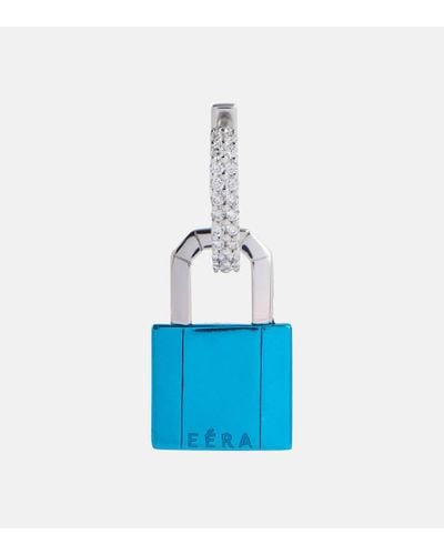 Eera Einzelner Ohrring Lock Small aus 18kt Weissgold - Blau