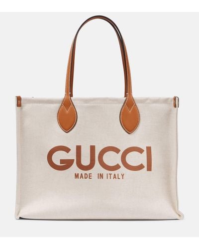 Gucci Cabas en toile et cuir a logo - Neutre