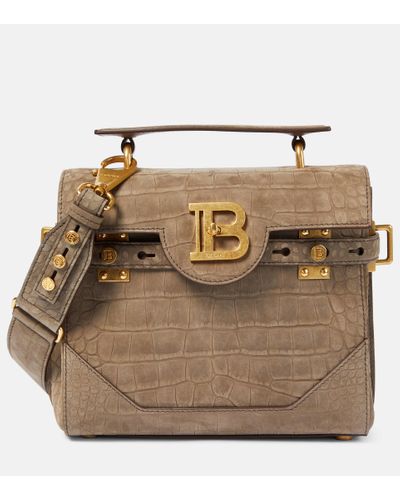 Balmain B-buzz 23 Medium Leather Shoulder Bag - Brown