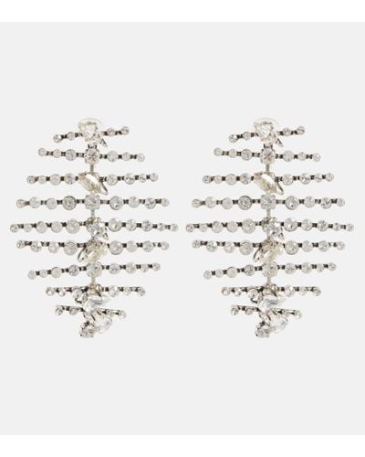 Saint Laurent Crystal-embellished Drop Earrings - White