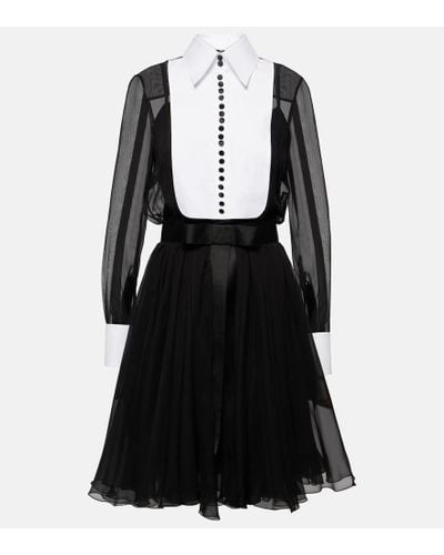 Dolce & Gabbana Silk And Cotton-blend Midi Dress - Black
