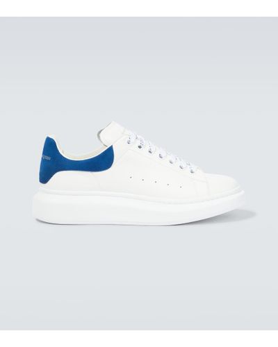 Alexander McQueen Zapatillas de cuero con detalle de ante en contraste - Azul