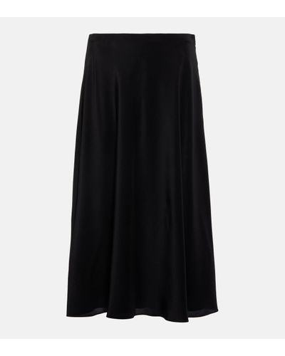 The Row Medela Silk Satin Midi Skirt - Black