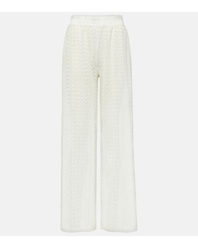 Melissa Odabash Sienna Open-knit Wide-leg Pants - White