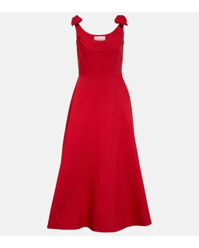 Valentino Vestido midi de Crepe Couture - Rojo