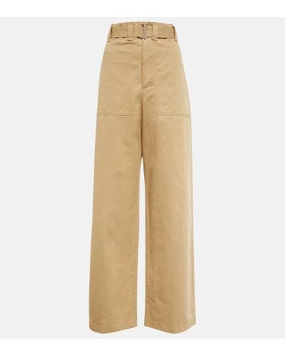 Lemaire Belted High-rise Wide-leg Pants - Natural