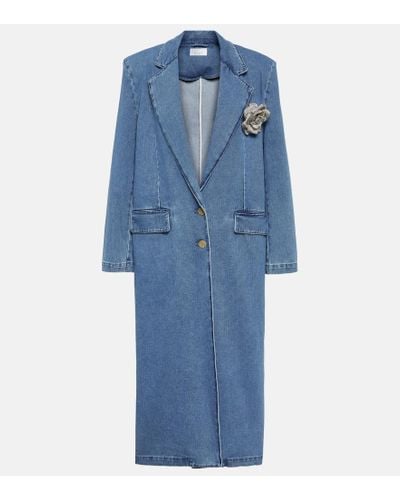 GIUSEPPE DI MORABITO Floral-applique Denim Coat - Blue