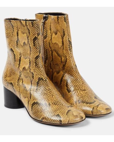 Isabel Marant Laeden Leather Ankle Boots - Natural