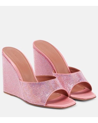 AMINA MUADDI Lupita Crystal Wedge Slide Sandal - Pink