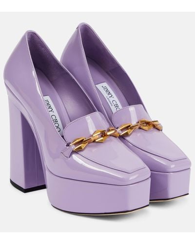 Jimmy Choo Diamond Tilda Embellished Patent Leather Court Shoes - Purple