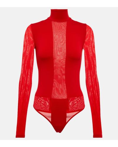 Wolford Body Dione mit Mesh - Rot