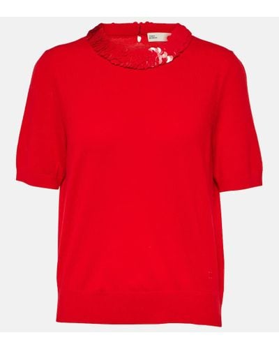 Tory Burch Sequined Wool And Cashmere Sweater - Red