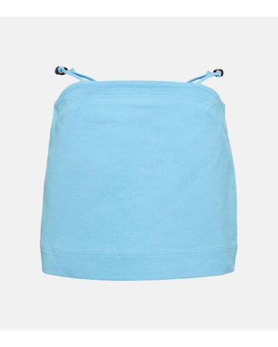 Ganni Embellished Cotton Miniskirt - Blue