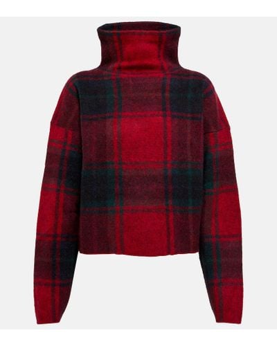 Polo Ralph Lauren Checked Alpaca Wool-blend Sweater - Red