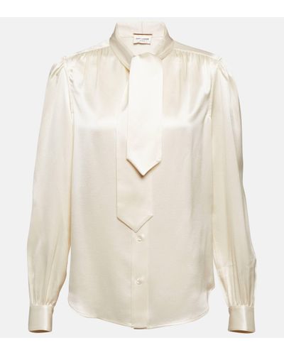 Saint Laurent Blouse en satin de soie - Blanc