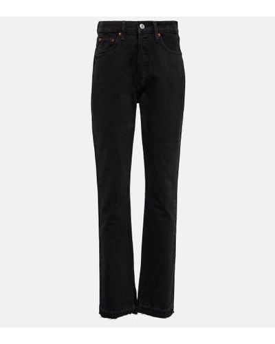 RE/DONE High-Rise Straight Jeans 70s - Schwarz