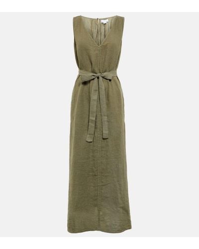 Velvet Acadia Linen Maxi Dress - Green