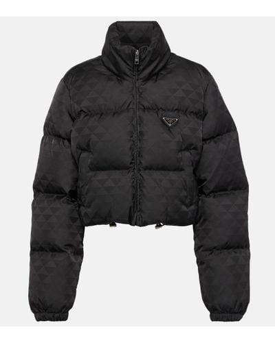 Prada Detachable-sleeve Cropped Puffer Jacket - Black