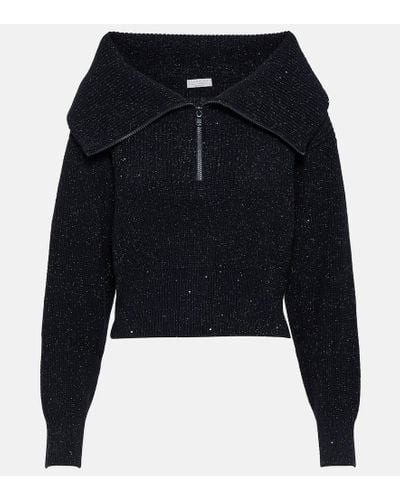 Brunello Cucinelli Cashmere And Wool-blend Sweater - Black