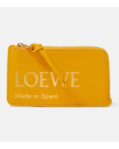 Loewe Tarjetero de piel con logo - Amarillo