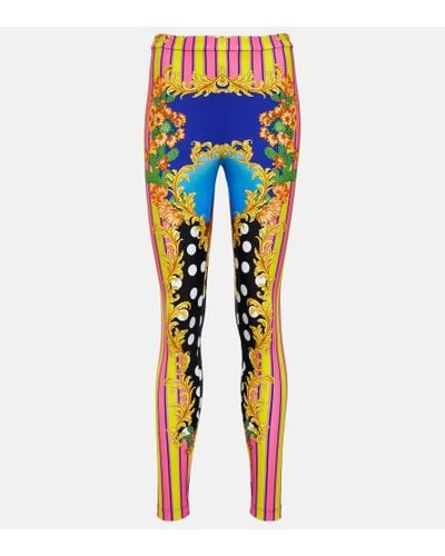 Barocco mid-rise leggings in multicoloured - Versace