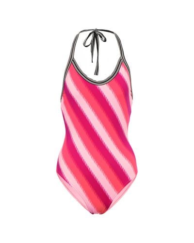 Dries Van Noten Striped Halterneck Swimsuit - Pink