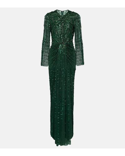 Jenny Packham Anja Sequined Gown - Green