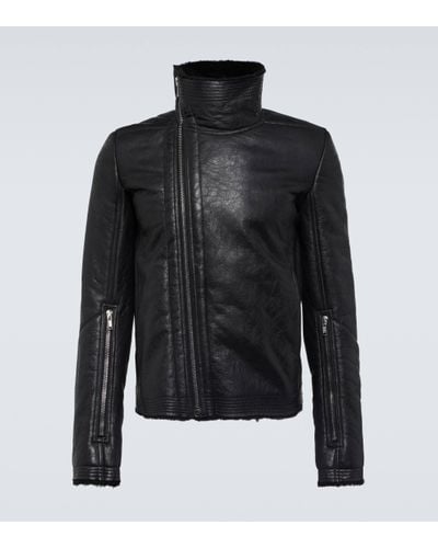 Rick Owens Shearling Leather Jacket - Black