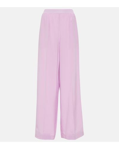 JOSEPH Hulin Silk Crepe Wide-leg Trousers - Pink