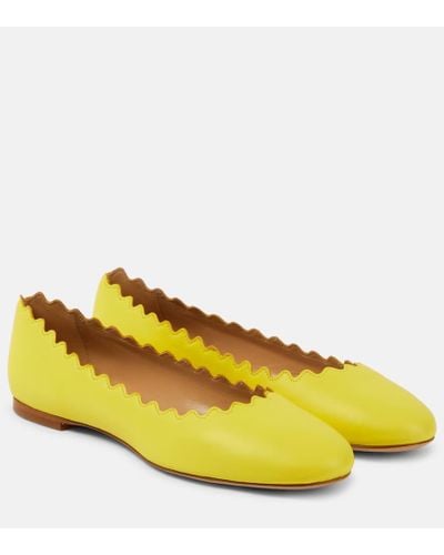 Chloé Zapatos planos Lauren de piel - Amarillo