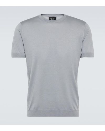 Giorgio Armani Camiseta de seda y algodon - Gris