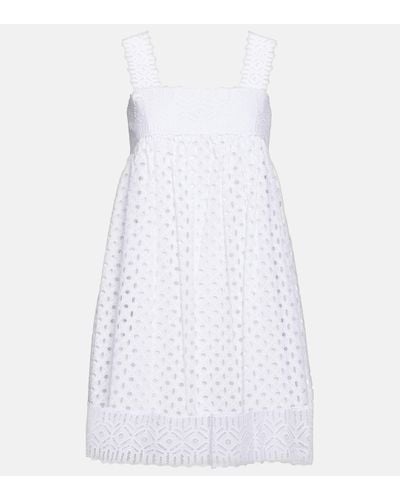 Tory Burch Robe en coton a broderies anglaises - Blanc
