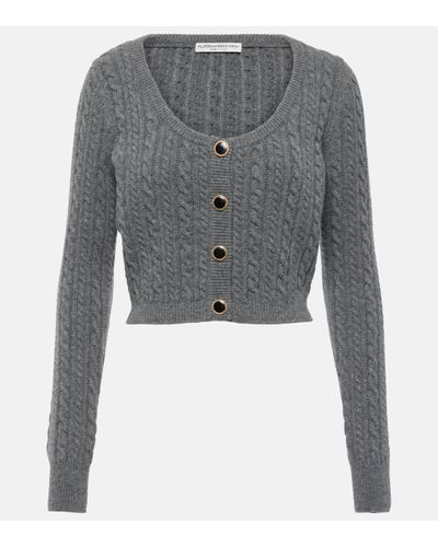 Alessandra Rich Cable-knit Wool Cardigan - Grey