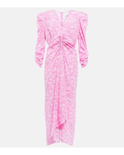 Isabel Marant Albini Printed Silk-blend Midi Dress - Pink