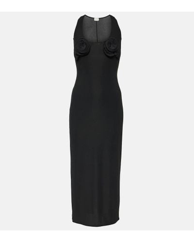 Magda Butrym Floral-applique Jersey Midi Dress - Black
