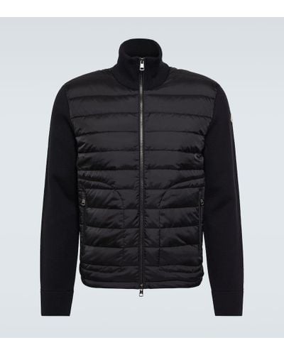 Moncler Down-paneled Knit Jacket - Black