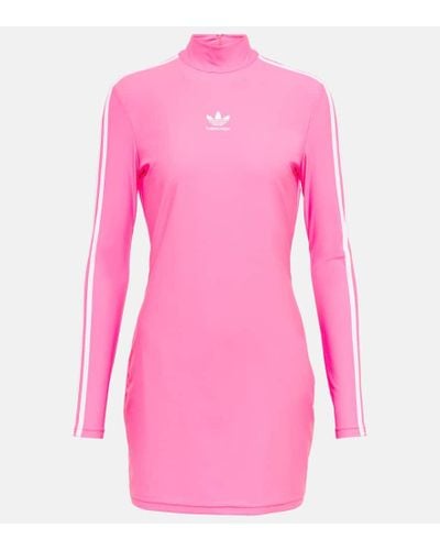 Balenciaga X Adidas Logo Mockneck Minidress - Pink
