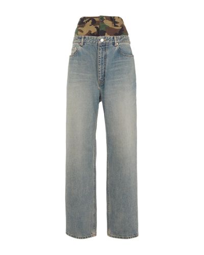 Balenciaga Hybrid High-rise Wide-leg Jeans - Gray