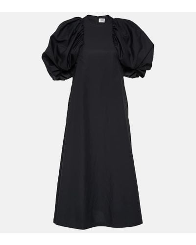 Noir Kei Ninomiya Puff-sleeve Cotton Poplin Maxi Dress - Black