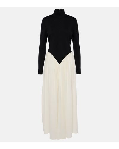 Chloé Pleated Wool-blend Maxi Dress - White