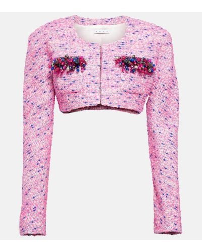 Area Giacca cropped in boucle con perline - Rosa