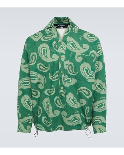 Jacquemus La Chemise Simon Paisley Cotton Shirt - Green