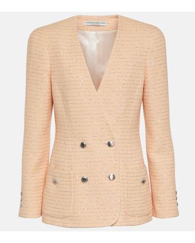 Alessandra Rich Boucle Cotton-blend Jacket - Natural