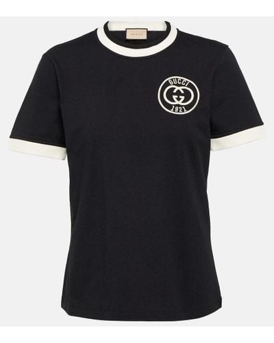 Gucci T-Shirt Interlocking G aus Baumwoll-Jersey - Schwarz