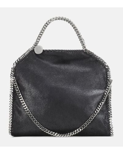 Stella McCartney Shaggy Deer Falabella Three Chains Bag In Black Eco Leather