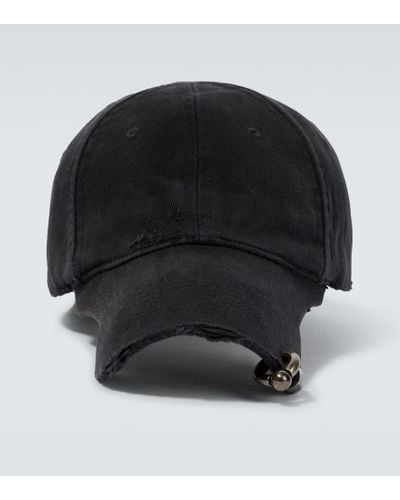 Balenciaga Gorra de algodon con efecto desgastado - Negro