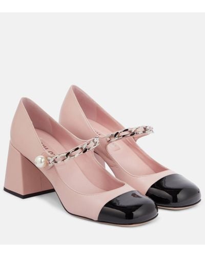 Miu Miu Mary Jane Leather Court Shoes - Pink