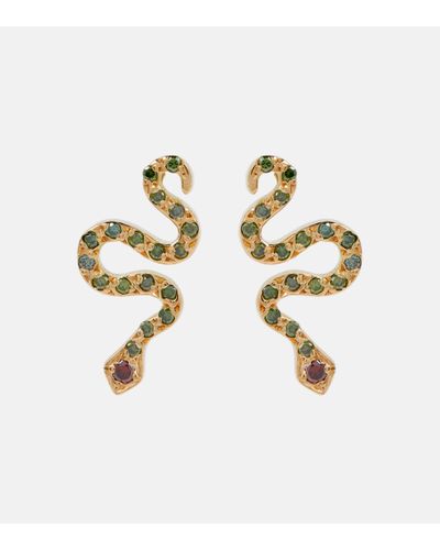 Ileana Makri Little Snake 18kt Gold Earrings With Diamonds - Metallic