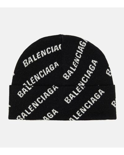 Balenciaga Bonnet à logo imprimé - Noir
