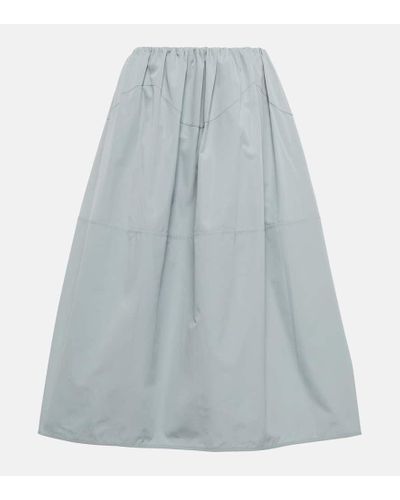 Jil Sander Gathered Cotton Poplin Midi Skirt - Blue